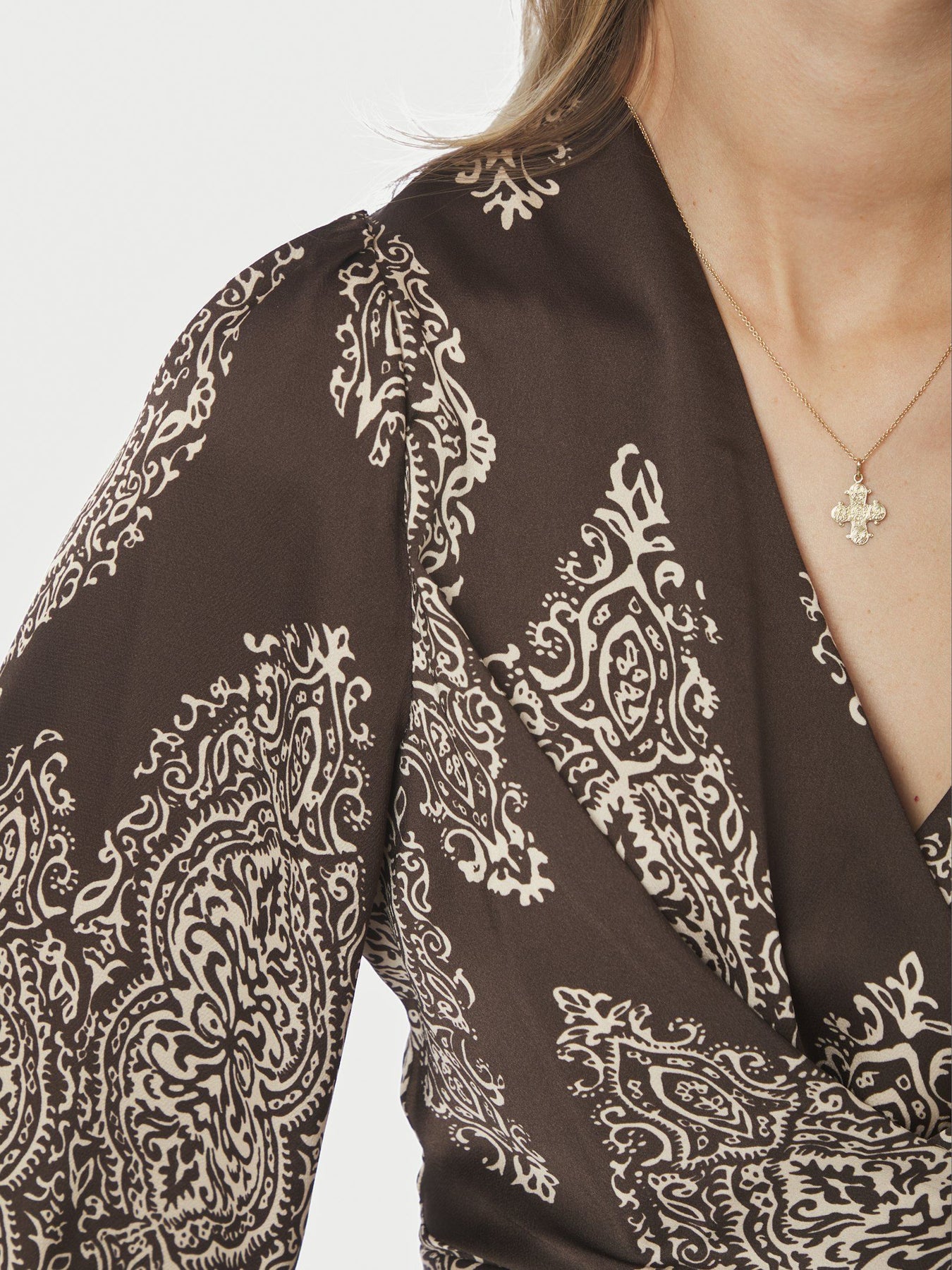 Rista Paisley Drop Blouse - Dark Brown