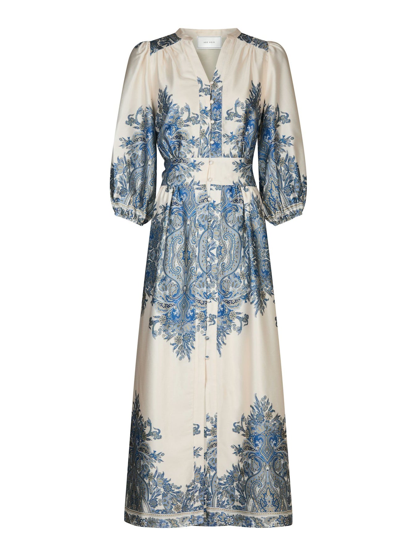 Stellar Paisley Border Dress Ash Blue