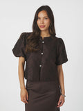 Aisa Brocade Blouse - Dark Brown