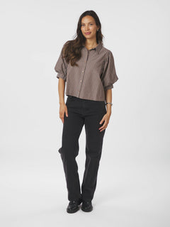 Etta Soft Stripe Stone Shirt - Brown