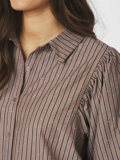 Etta Soft Stripe Stone Shirt - Brown