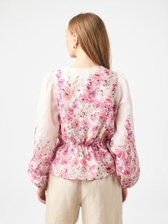Fie Flower Print Blouse - Rose