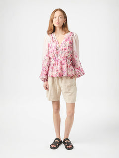 Fie Flower Print Blouse - Rose