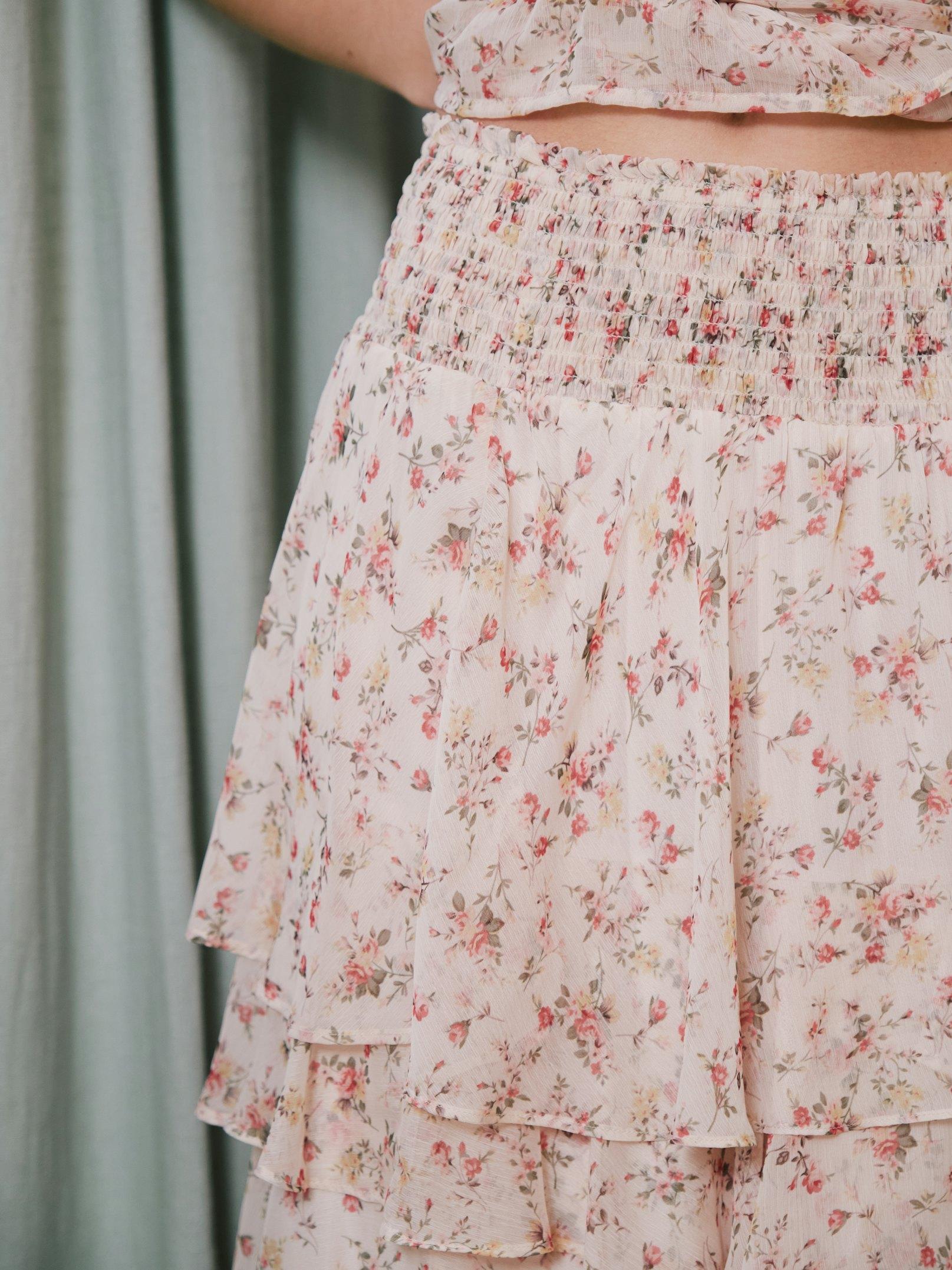 Morris Meadow Printed Skirt - Creme