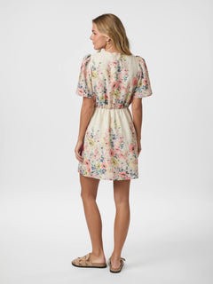 Shena Flower Print Dress - Creme