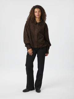 Rubby Faux Suede Jacket - Dark Brown