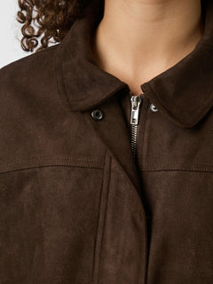 Rubby Faux Suede Jacket - Dark Brown