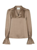 Amara Heavy Sateen Bedaz Blouse - Dark Taupe