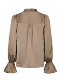 Amara Heavy Sateen Bedaz Blouse - Dark Taupe