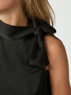 Veda Drapy Satin Top - Black