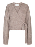 Ronia Fluffy Wrap Knit Cardigan - Beige Melange