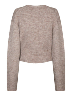 Ronia Fluffy Wrap Knit Cardigan - Beige Melange