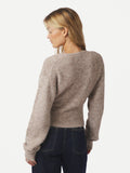 Ronia Fluffy Wrap Knit Cardigan - Beige Melange