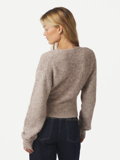 Ronia Fluffy Wrap Knit Cardigan - Beige Melange