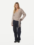 Ronia Fluffy Wrap Knit Cardigan - Beige Melange
