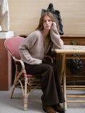 Ronia Fluffy Wrap Knit Cardigan - Beige Melange