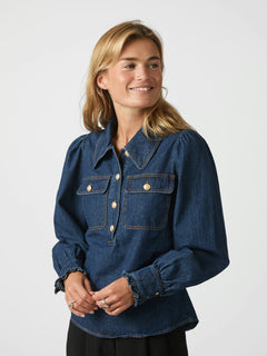 Lio Denim Blouse - Blue