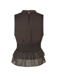 Ansol Solid Chiffon Top - Dark Brown