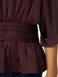Annegret Heavy Sateen Blouse - Burgundy