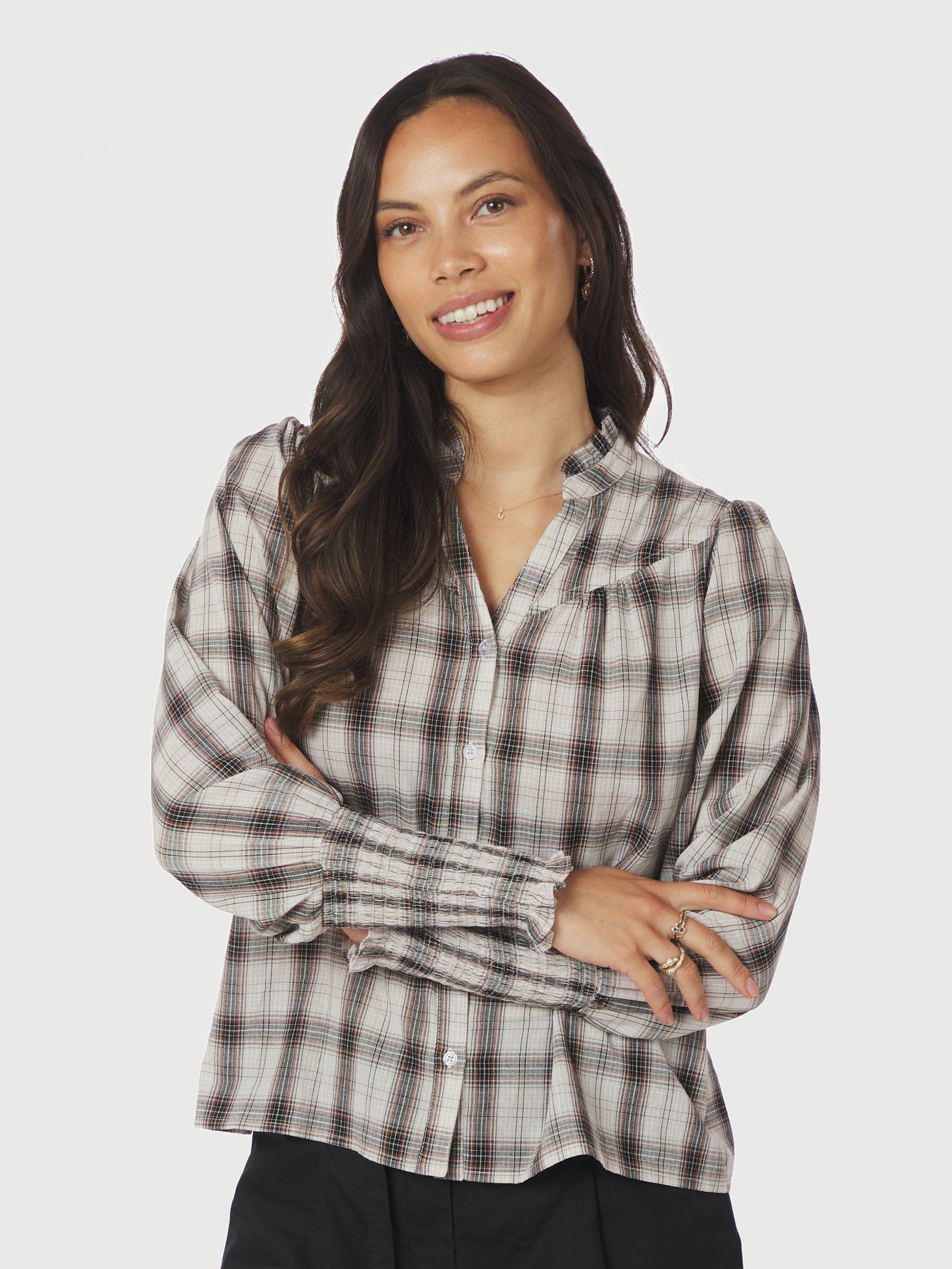 Camisa Big Check Blouse - Off White