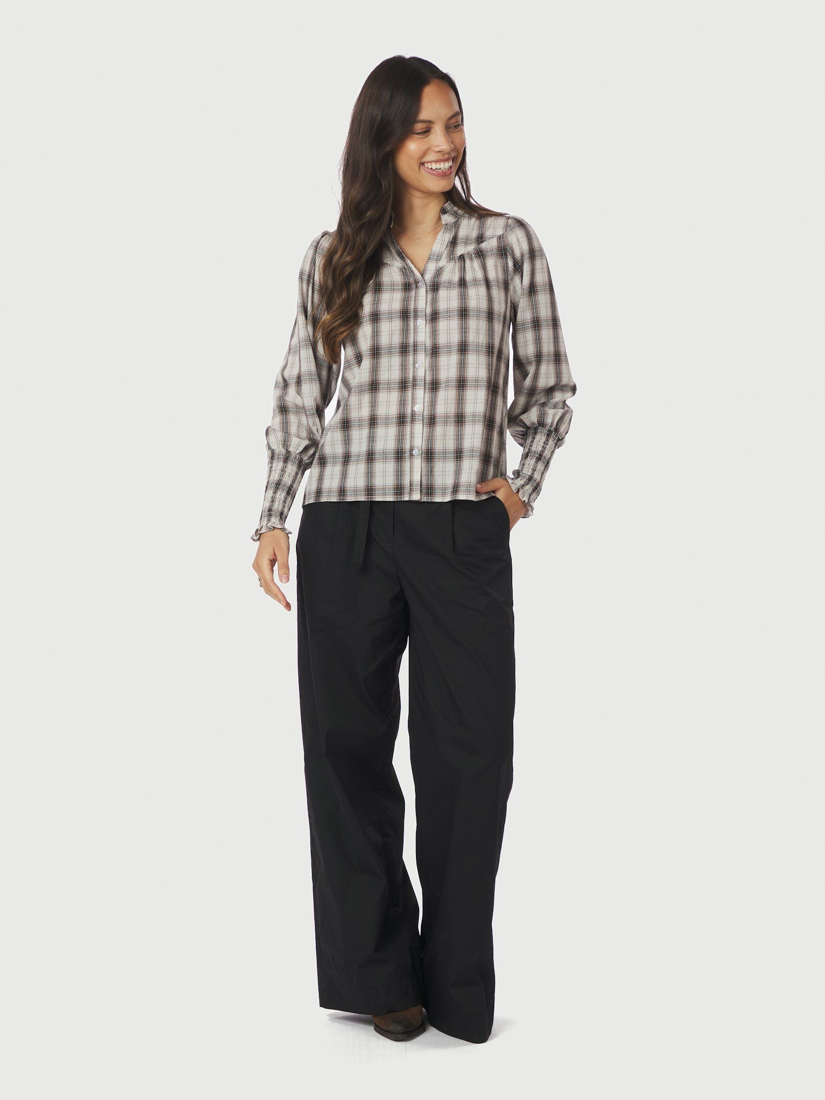 Camisa Big Check Blouse - Off White