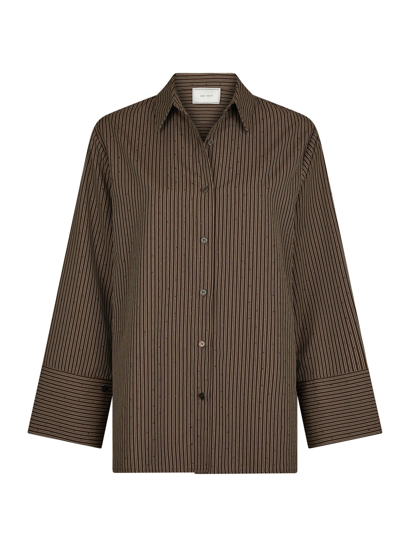 Dita Striped Line Shirt - Dark Brown