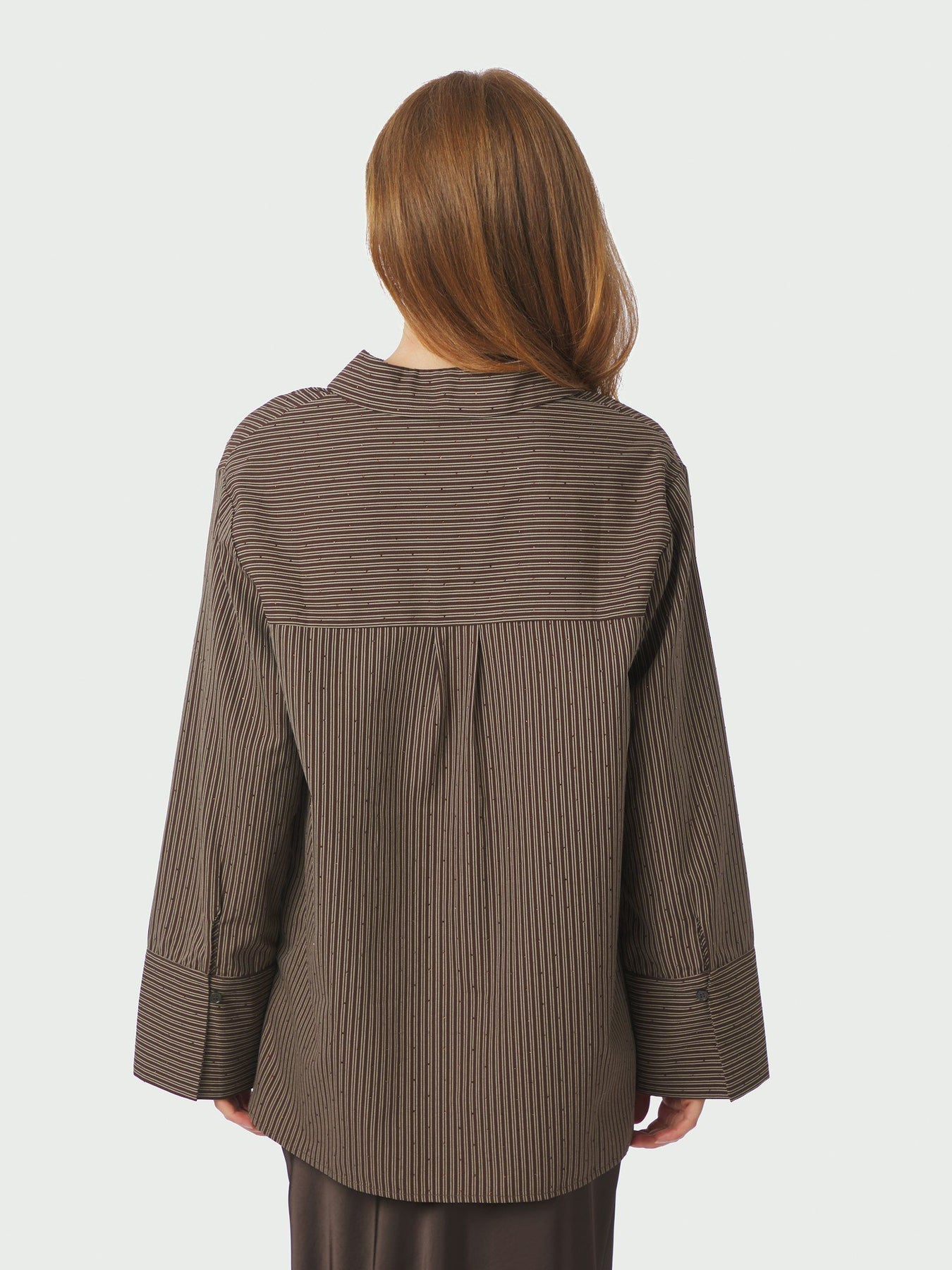 Dita Striped Line Shirt - Dark Brown