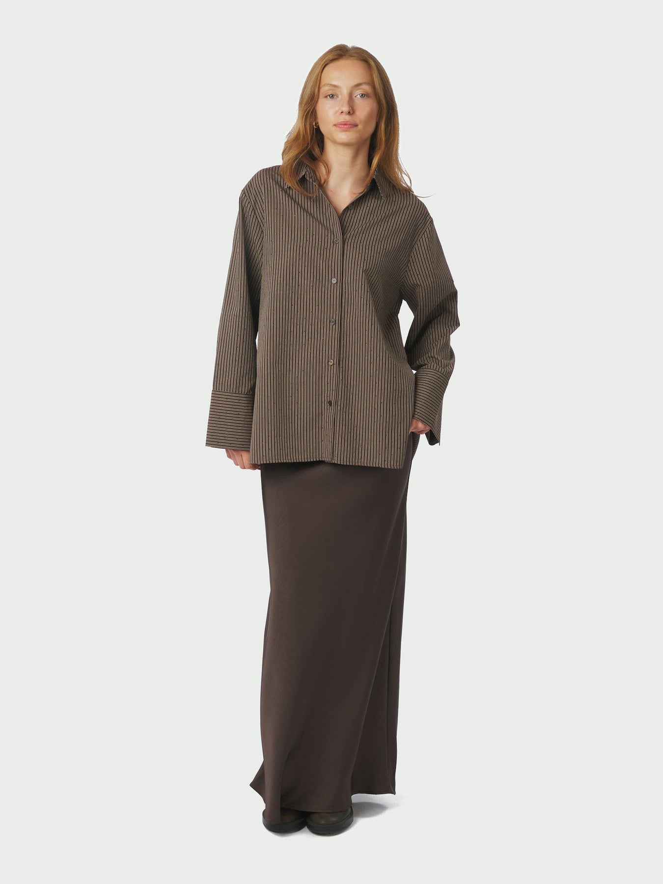 Dita Striped Line Shirt - Dark Brown