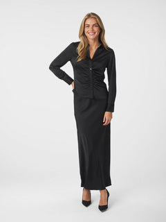 Viso Heavy Sateen Bedaz Skirt - Black