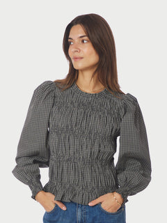 Marcia Check Blouse - Antracit