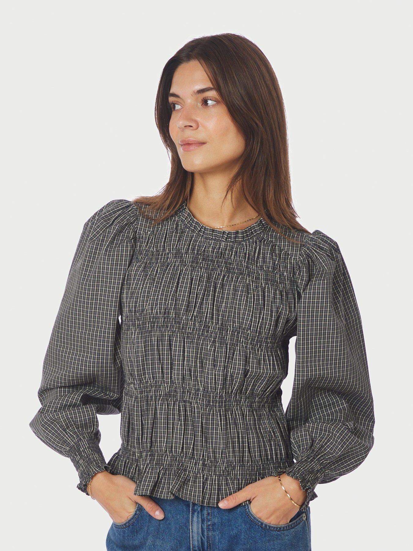 Marcia Check Blouse - Antracit