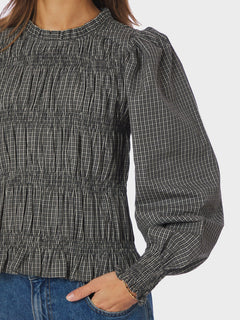 Marcia Check Blouse - Antracit