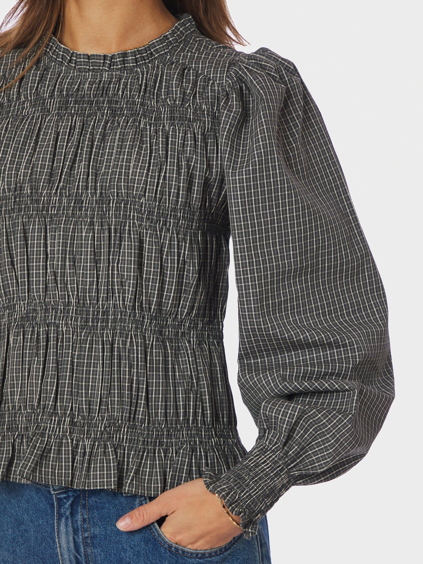 Marcia Check Blouse - Antracit