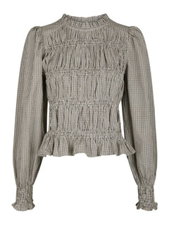 Marcia Check Blouse - Dusty Brown