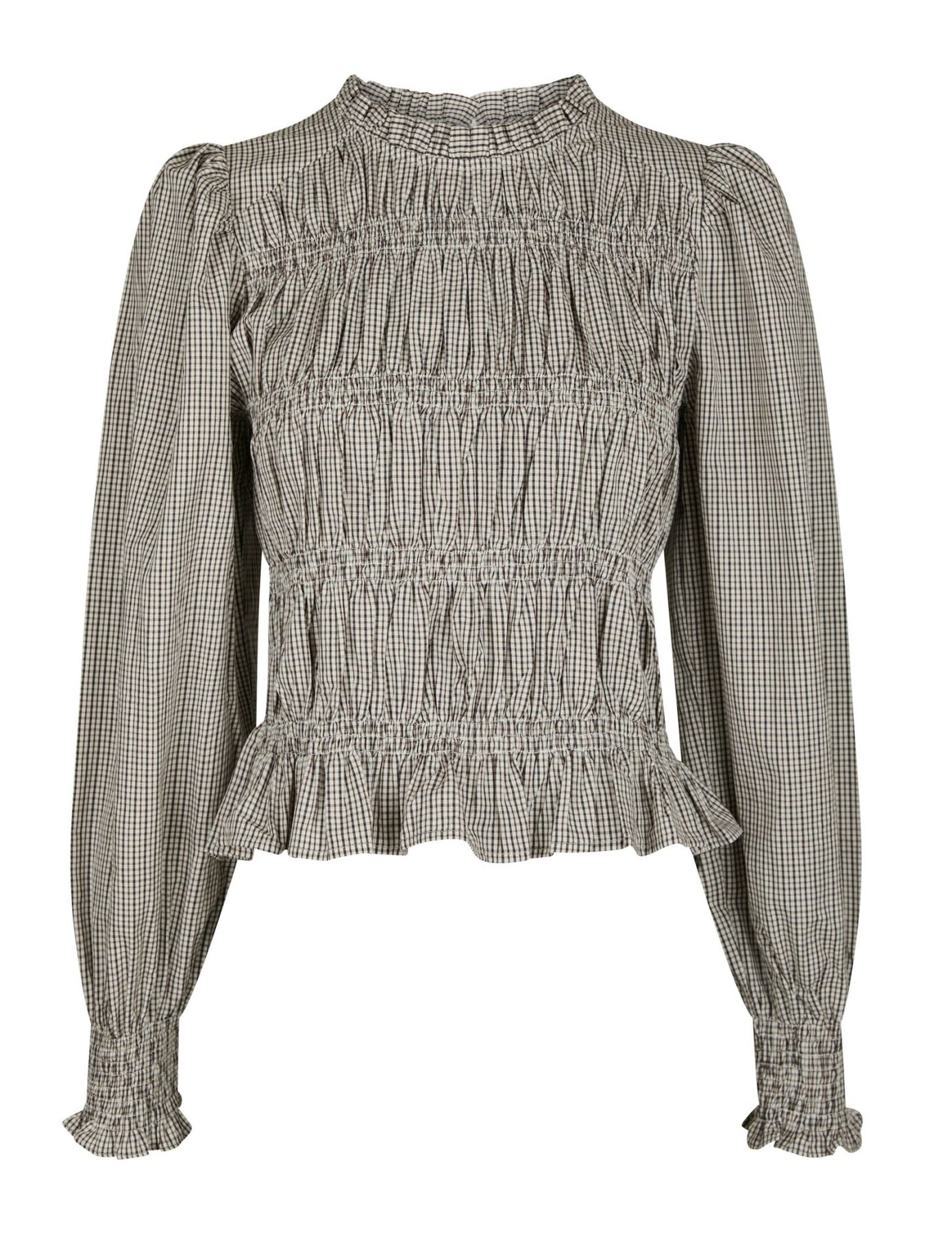Marcia Check Blouse - Dusty Brown