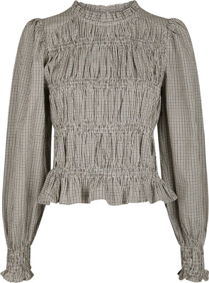 Marcia Check Blouse - Dusty Brown
