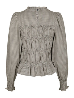 Marcia Check Blouse - Dusty Brown