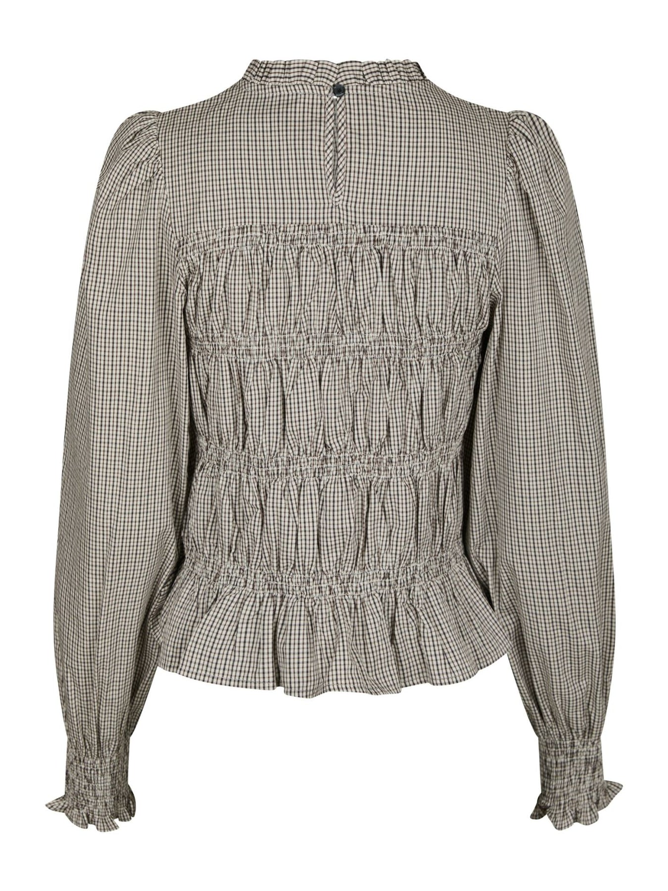 Marcia Check Blouse - Dusty Brown