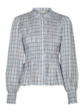 Mocca Smock Check Blouse - Light Blue