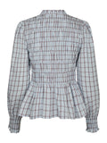 Mocca Smock Check Blouse - Light Blue