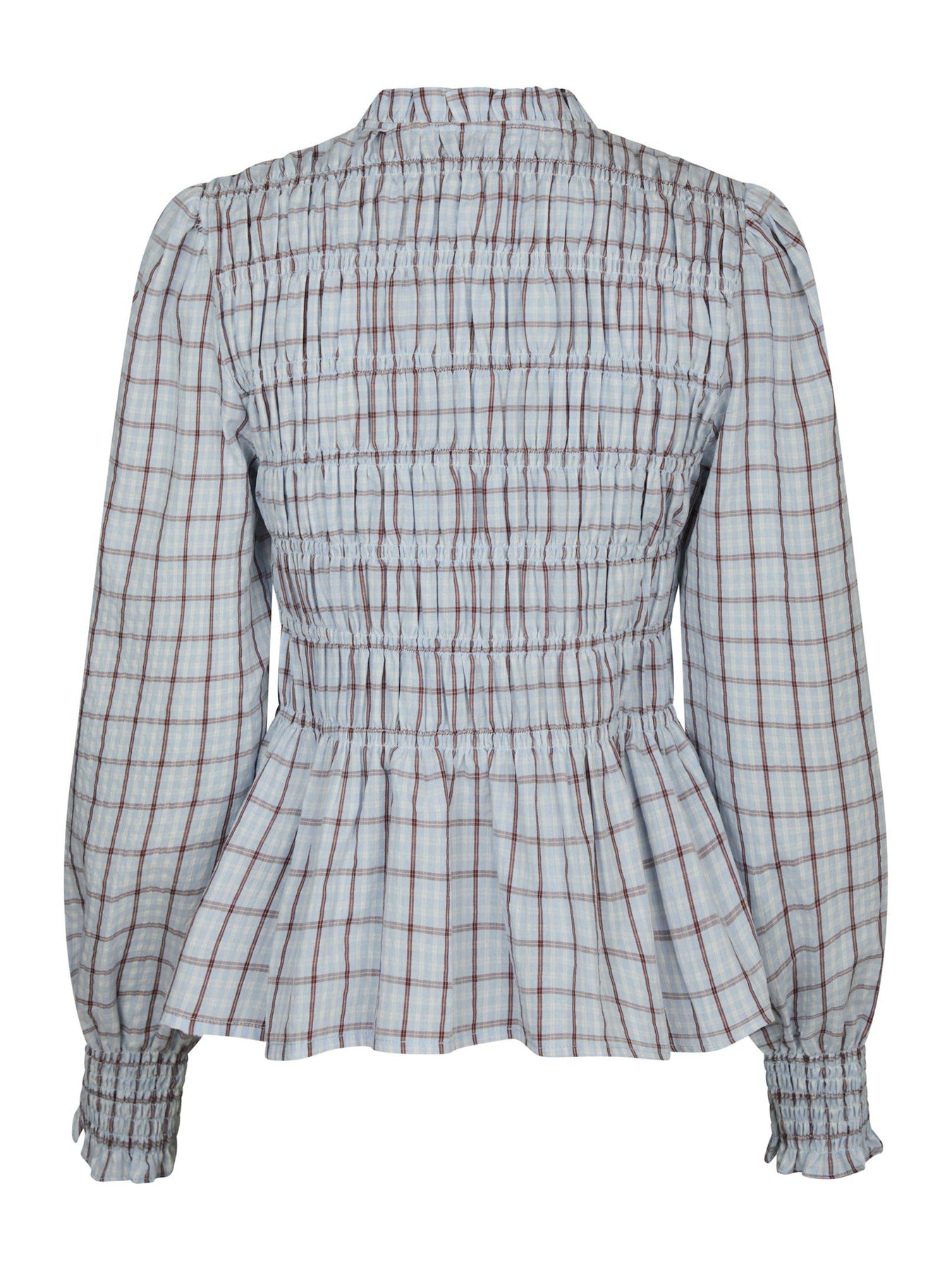 Mocca Smock Check Blouse - Light Blue