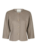 Mesto Light Herringbone Jacket - White/Brown