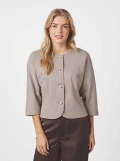 Mesto Light Herringbone Jacket - White/Brown