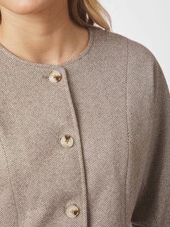 Mesto Light Herringbone Jacket - White/Brown
