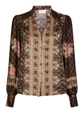 Massima Botanical Border Blouse - Black
