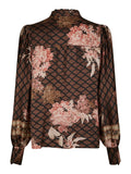 Massima Botanical Border Blouse - Black
