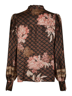 Massima Botanical Border Blouse - Black