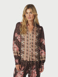 Massima Botanical Border Blouse - Black