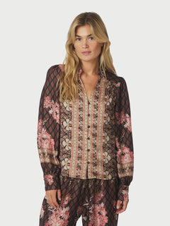 Massima Botanical Border Blouse - Black
