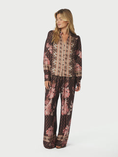 Massima Botanical Border Blouse - Black